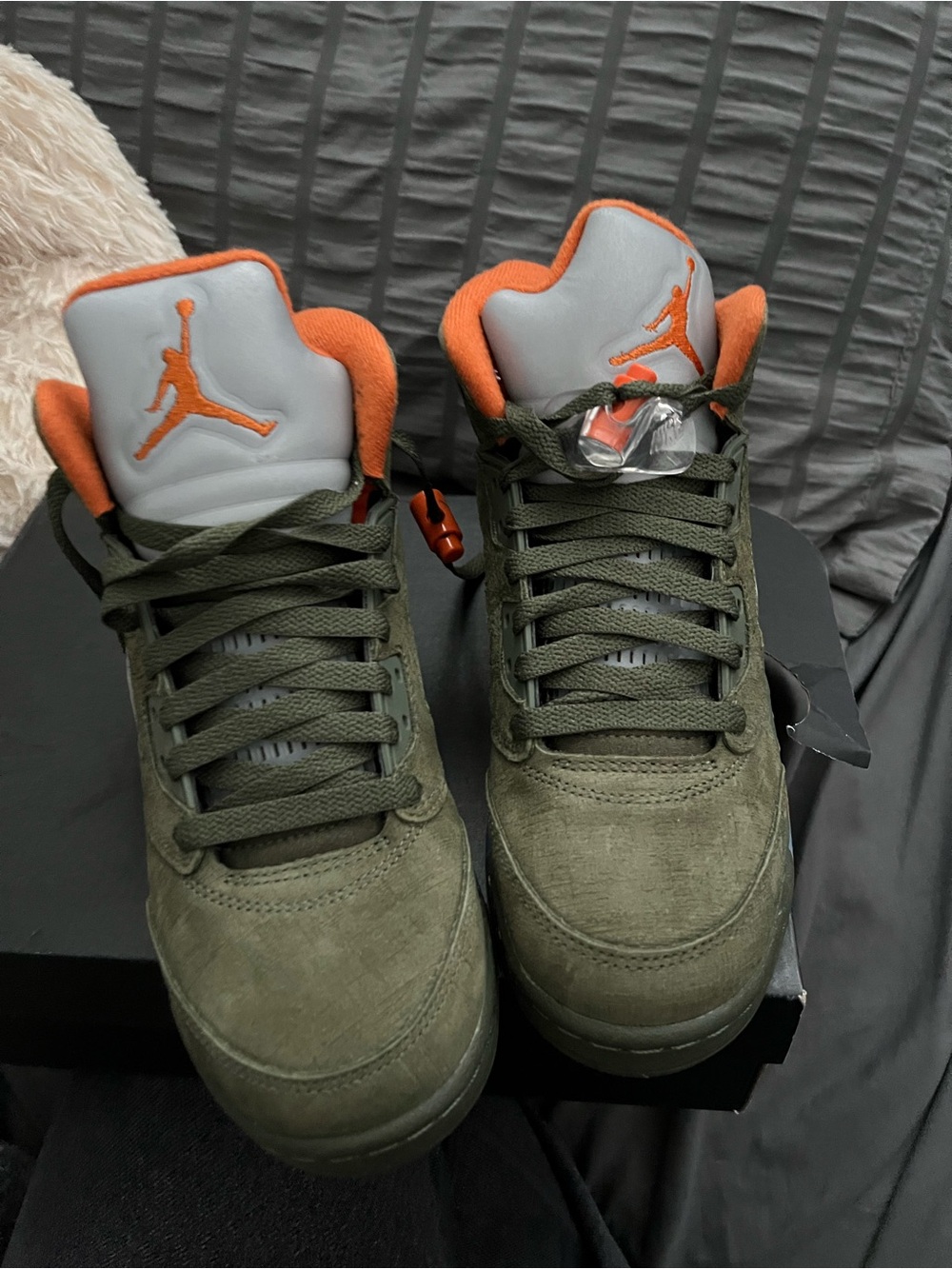 Jordan Men’s Olive Green & Orange Suede Sneakers